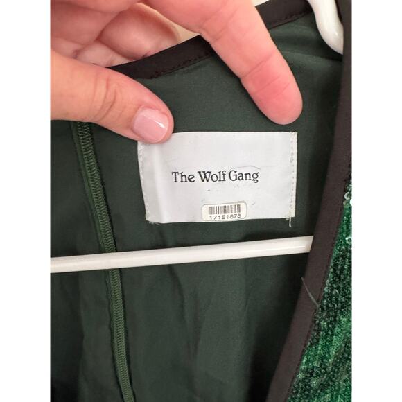 The Wolf Gang Brillo Sequin Mini Dress Green Medium - Picture 9 of 10